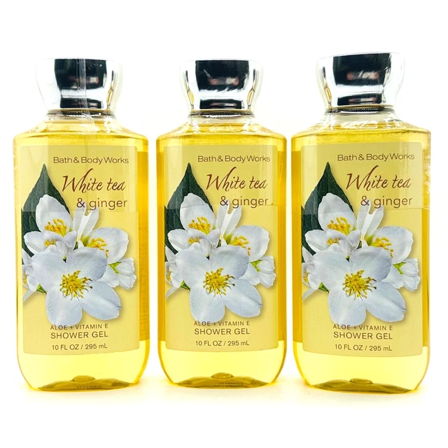 3-Pack Bath & Body Works WHITE TEA & GINGER Shower Gel Wash 10 fl.oz