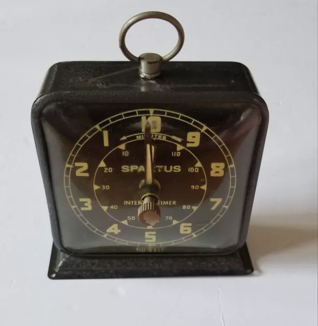 Temporizador de intervalos de 10 minutos Spartus Darkroom vintage década de 1950 - cuerda - probado