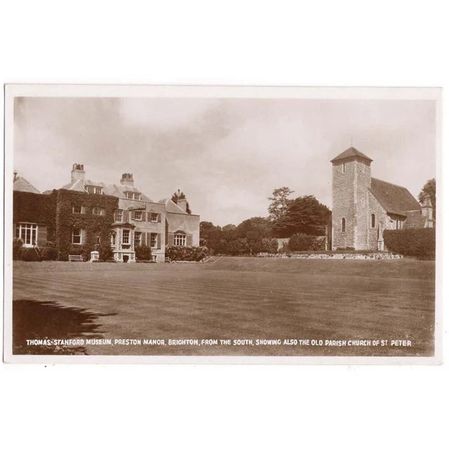 PRESTON MANOR and St Peter's Church Brighton, Sussex RP Postcard Unused