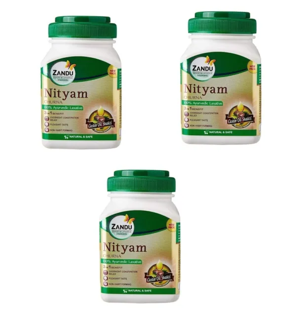 Zandu Nityam Herbal Ayurvedic Churna/Powder constipation gas & acidity 3 X 50g