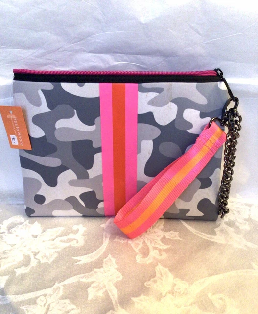 HAUTE SHORE Bag Neoprene Camo Beth Clutch in Color Rise w Two Straps New