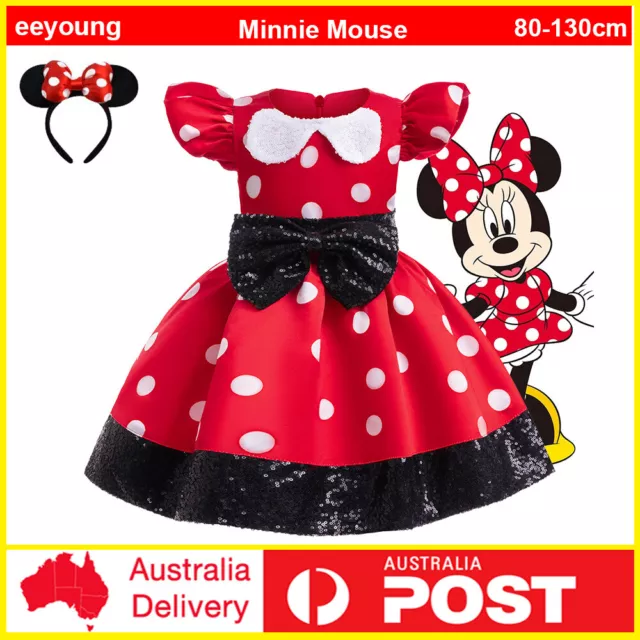 Girls Kids Toddler Minnie Mouse Costume Tutu Fancy Dress Headband Halloween Gift