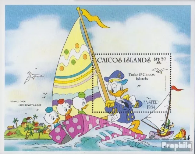 Caicos-islas Bloque 5 (completa edición) nuevo con goma original 1984 walt-disne