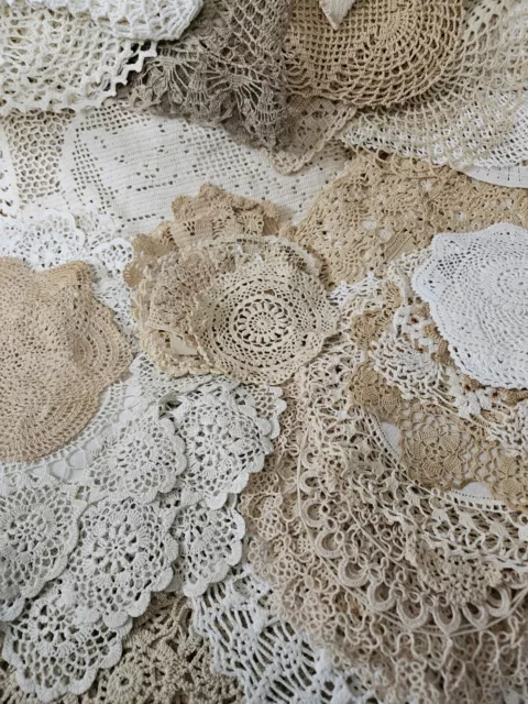 Vintage Handmade Crochet Lace Doilies Crafting Lot Of 150