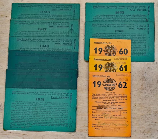 Vintage Historical  Union Contribution Cards.