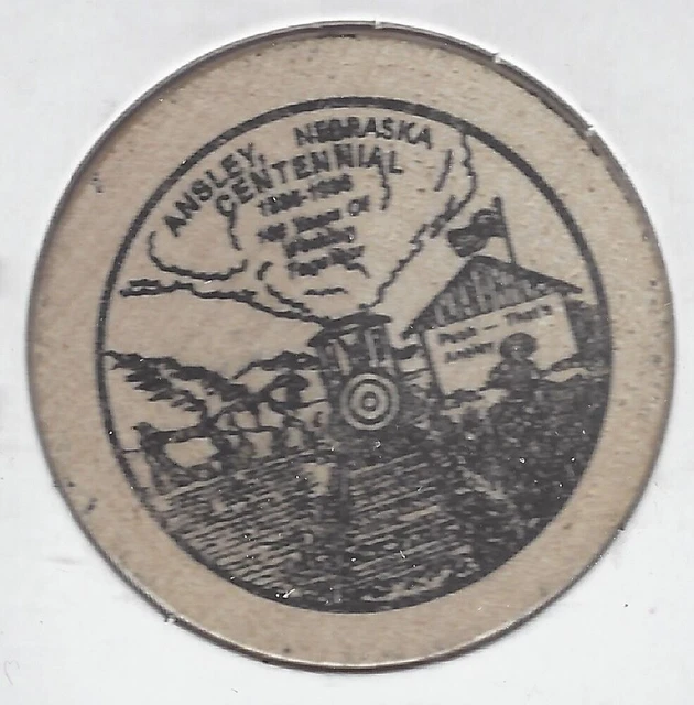 ANSLEY, NEBRASKA Centennial, GARDNER-VARNEY AGENCY, Token/Coin, Wooden Nickel
