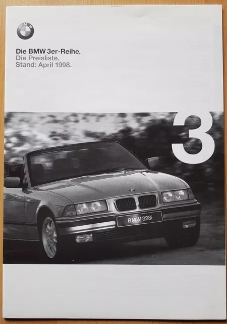 Preisliste BMW 3 er-Reihe  -  56 Seiten  -  Stand: April 1998