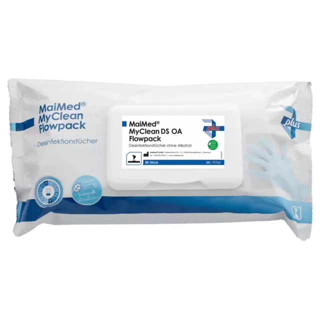 MaiMed MyClean Wipes DS OA Flowpack - 10 x 80 Desinfektionstücher - 20 x 20 cm