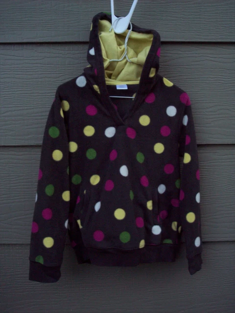 Gymboree Hoodie M 7 8 Girls Brown Polka Dots Merry and Bright Fleece Top