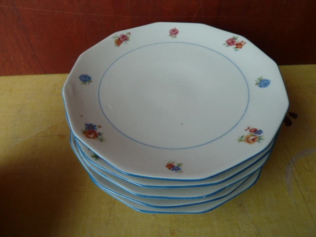 Lot 6 ancienne petites assiettes céramique déco fleur vintage french antique