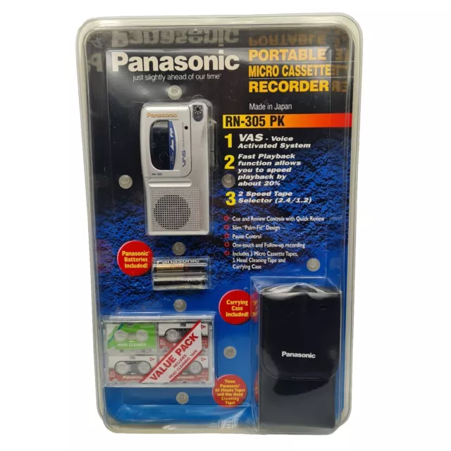 Panasonic RN-305 PK Micro Cassette Recorder Bundle New Sealed Vintage