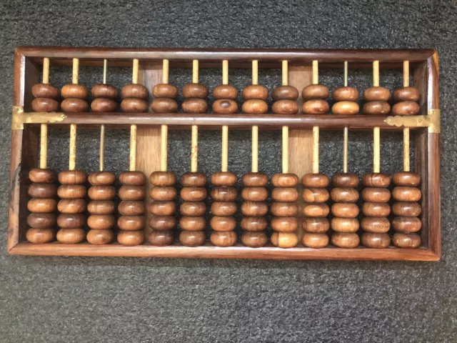 Antique Qing Dy Chinese Hainan Huanghuali Carved Wood Abacus LOOK! 91 Beads