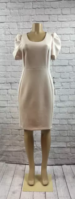 Calvin Klein Women's Puff-Shoulder Sheath Rouched Dress White Size 12