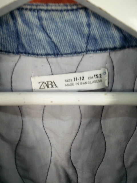 Girls Zara Light Blue Denim Quilted Open Coat Age 11-12 Years Jacket Kids 152Cm 3