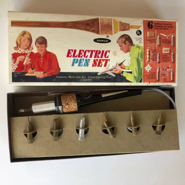 Vintage Electric Pen Set Rapco Model 6557 -Working- All original pieces included