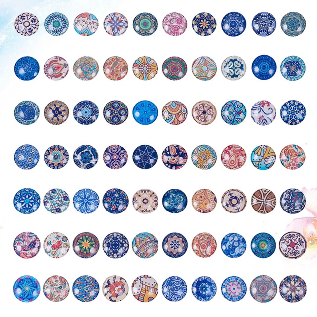70 Pcs Alte Glascabochons Flatback-Dome- Aufkleber Ohrringe