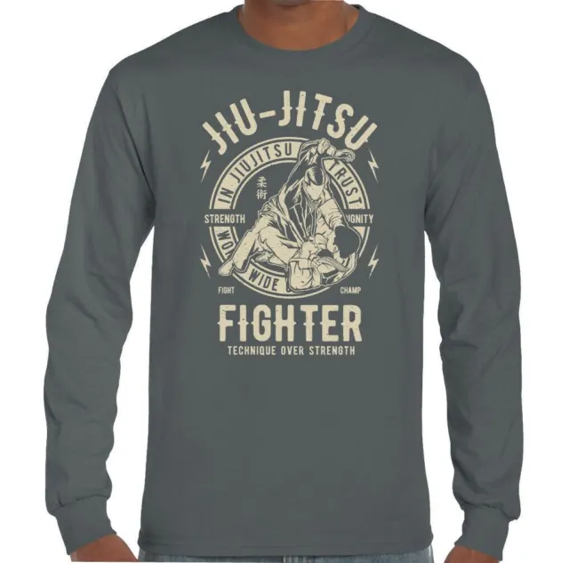 T-shirt uomo arti marziali Jiu Jitsu Fighter allenamento top palestra MMA combattimento brasiliano 2