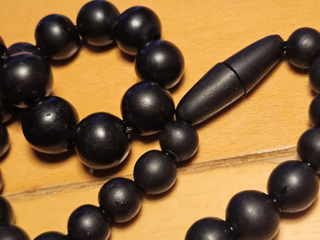 Victorian Mourning Bog Oak Yew Bead Necklace 2