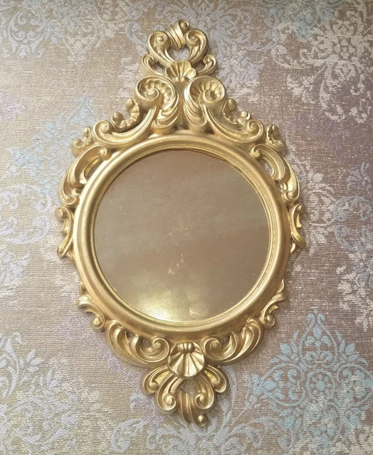 Accesorios de pared vintage Turner pequeño espejo adornado 14x8 Hollywood Regency