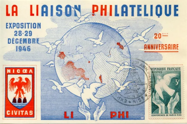 Carte Postale Exposition // La Laison Philatelique Nice 1946
