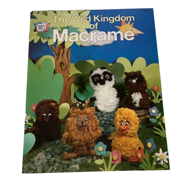 Patrones vintage MACRAME Wild Kingdom animales gato canich león hágalo usted mismo juguetes boho