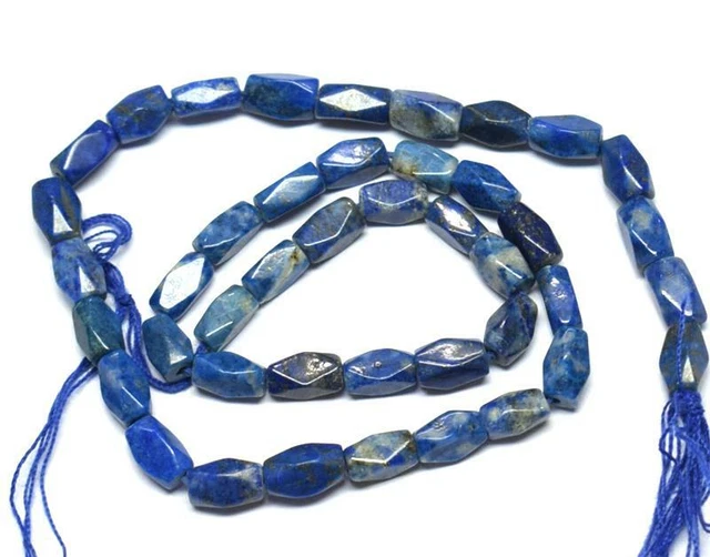 13.5" Strand Natural Lapis Beads Twisted 3.5X8 - 4.5X8 Mm #D5600