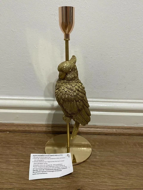 Gold Tone Bird Candle Holder 32x10cm New