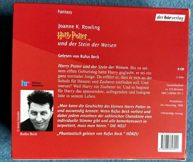 HARRY POTTER UND der Stein der Weisen Hörbuch, gelesen von Rufus Beck EUR 5,00 PicClick DE