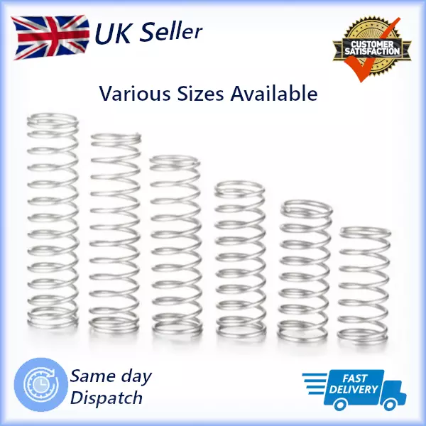 Compression Springs Stainless Steel Small 8/10mm Diameter 10-50mm Length 0.8 uk