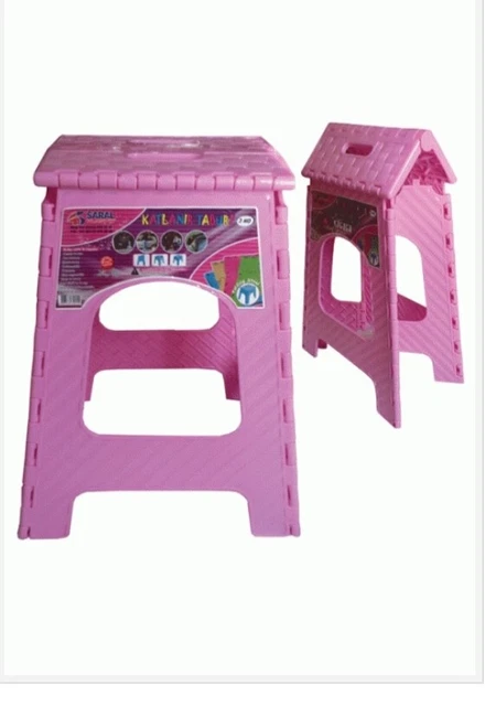 Pink Saral Assorted Folding Step Stool Plastic Foldable Storage Handle 120kg