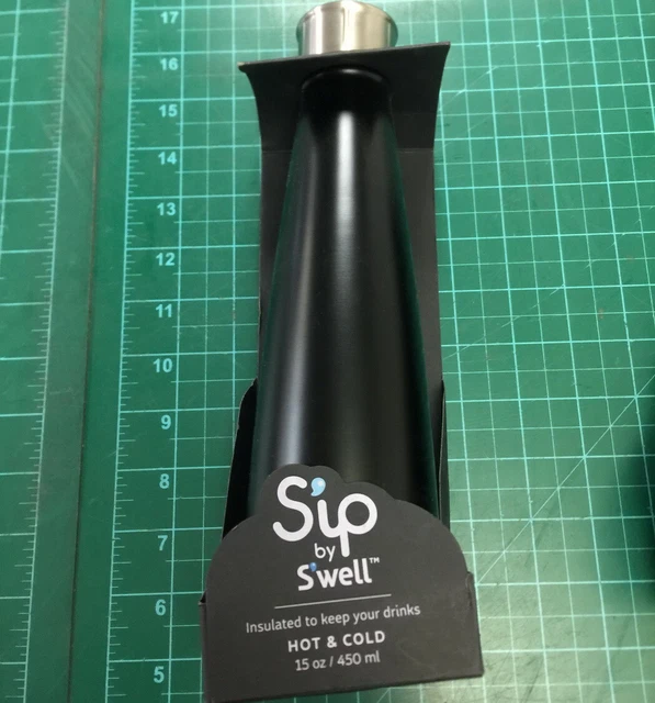 Sip By Swell Insulated Stainless Steel Water Bottle 15oz 450ml Cold Hot Black