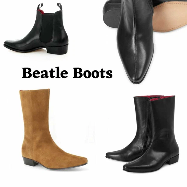 GENUINE LEATHER SUEDE Beatwear Beatle boots low heel high heeled