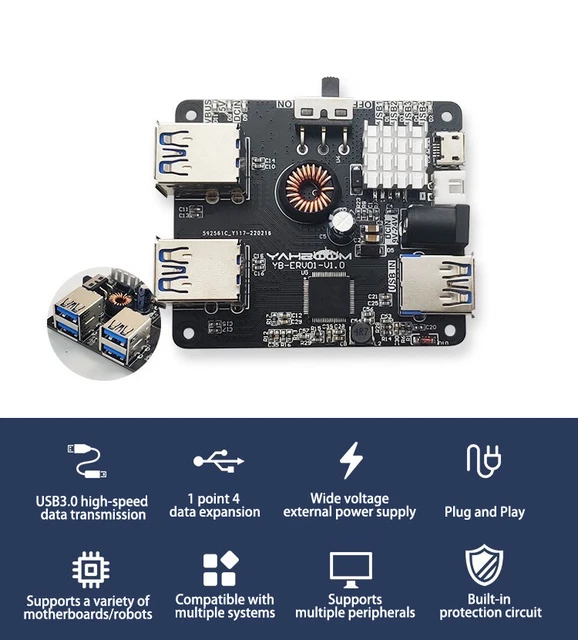 USB 3.0 HUB Expansion Board 4 Port for Robot Car Raspberry Pi JETSON NANO AUS 3