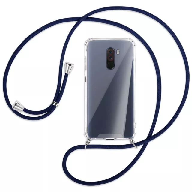 Collier pour Xiaomi Pocophone F1 / Poco F1 bleu foncé (A) Etui Coque avec cordon