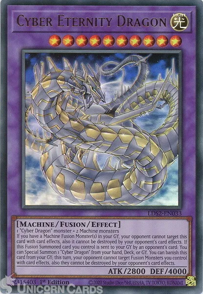 LDS2-EN033-G Cyber Eternity Dragon Green Ultra Rare 1st Edition Mint YuGiOh Card