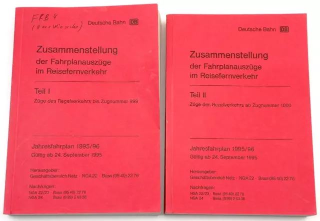 Zusammenstellung der Fahrplanauszüge im Reisefernverkehr Winter 1995/96 |D 2