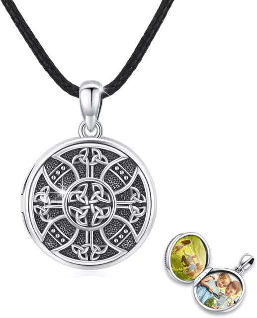 Celtic Cross Viking Locket Necklace for Men Sterling Silver Viking Locket Neckla