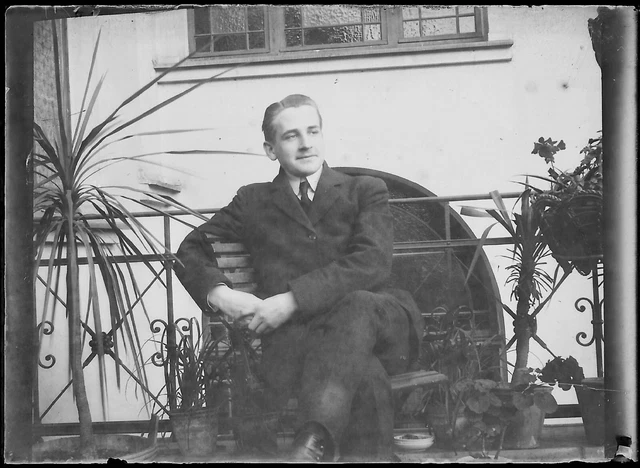 Vintage France Portrait 6x9cm Men's Black & White Negative Photo Glass Plate