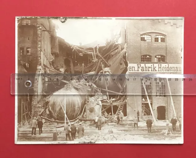 alte grosse Fotografie HEIDENAU um 1900 zerstörte Fabrik Explosion ? ( F19488