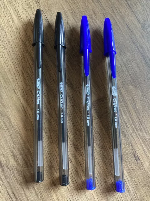 Bic Cristal 1.6mm Bold ASST BLACK/BLUE Ballpoint Pens ( PKT 6 ) BIC LARGE  RANGE