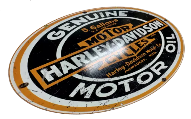 Harley Davidson Motor Oil Metal Oval Wall Sign Easter Gifts 2