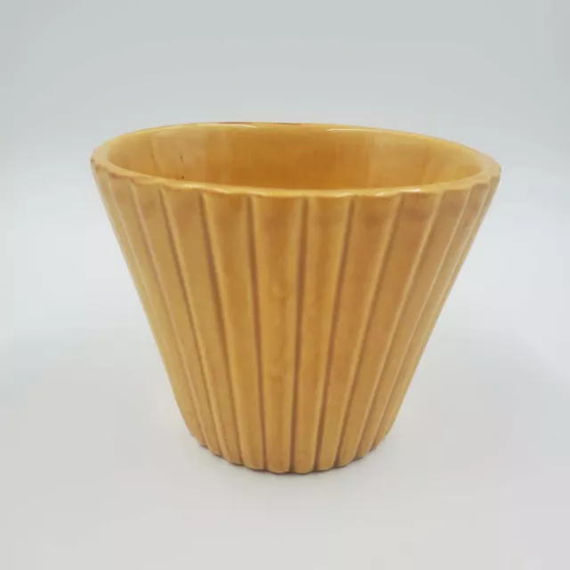 Haeger Pottery Flower Pot Ribbed Brown Yellow #3906 Retro 1970s Look USA RARE