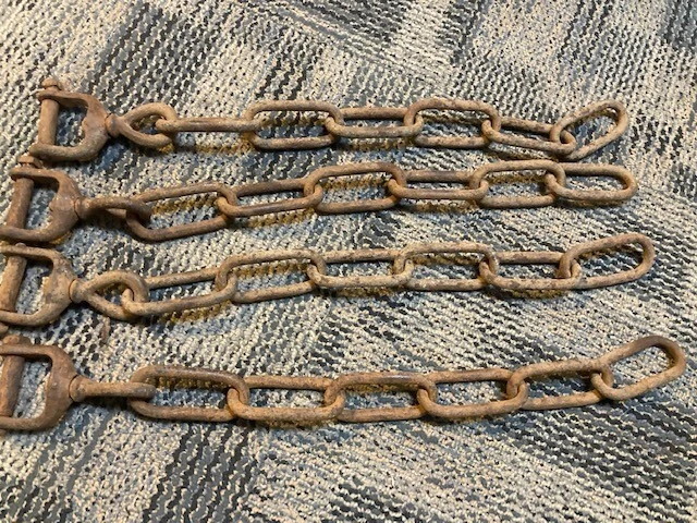 4 Antique Horse Harness Swivel hooks & chains Lamp Hardware Rustic iron Decor
