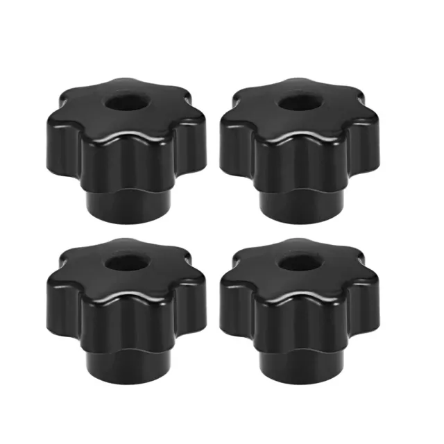 4 Pcs Star Knob Grip Handle M8 Diameter 39mm Brass Insert Female Thread Black