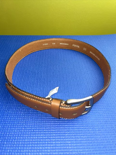 FOSSIL MEN SIZE 34 Aiden Belt Brown Genuine Leather Casual Belt $24.99 ...