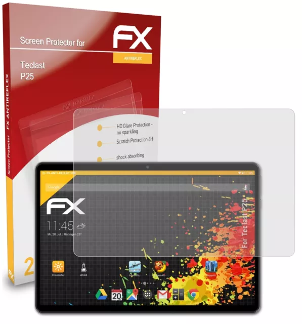 atFoliX 2x Panzerfolie für Teclast P25 Schutzfolie matt&stoßfest Folie