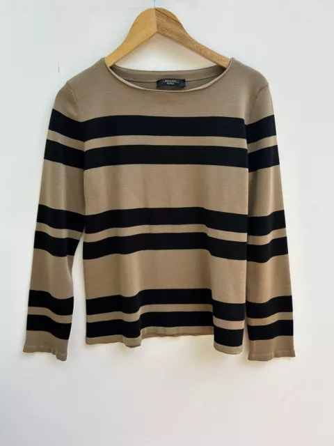 Weekend Max Mara Sweater Large Beige Black Striped Pullover