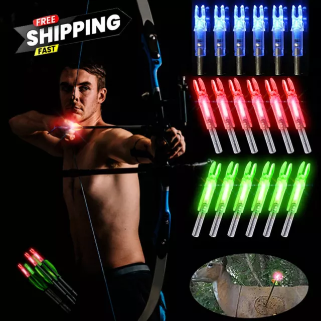 6/12x 6.2mm LED Lighted Nocks Archery Arrow Shooting Hunting Nocks Tails Manual