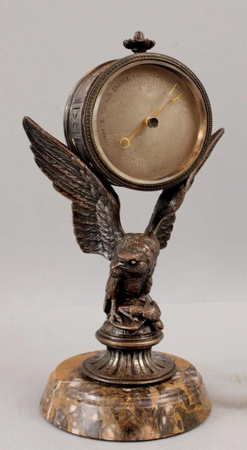 19thC Antique Silver on Bronze Barometer, Hawk & Prey, NO RESERVE! 19thC Antique Silver on Bronze Barometer, Hawk & Prey, NO RESERVE!