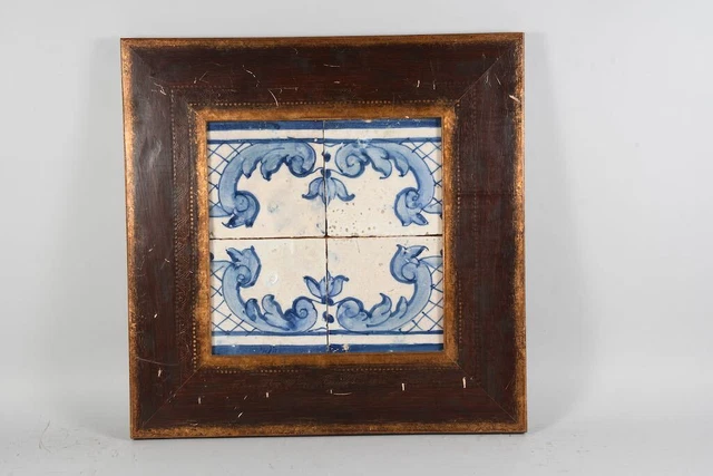 M30E05- 4 antiche piastrelle incorniciate piastrelle pittura blu M30E05- 4 antiche piastrelle incorniciate piastrelle pittura blu